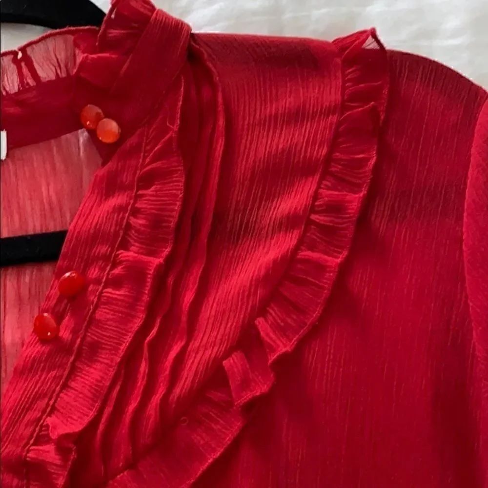 Charlotte Russe ruffled shorty sleeve blouse small - Picture 9 of 11